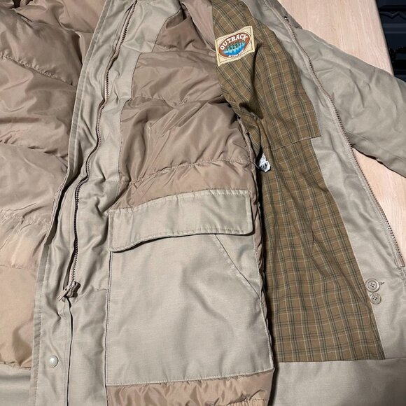 Vintage Tan Outback Jacket Removable Puffer Lining Down Insulated Faux Fur Large - Picture 7 of 16
